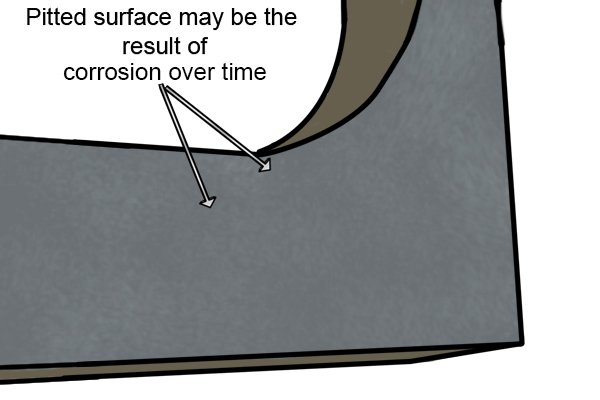 Pitted radius may be the result of corrosion over time 