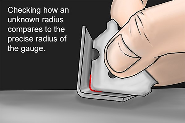 Checking how the radius of an object compares to a precise radius gauge