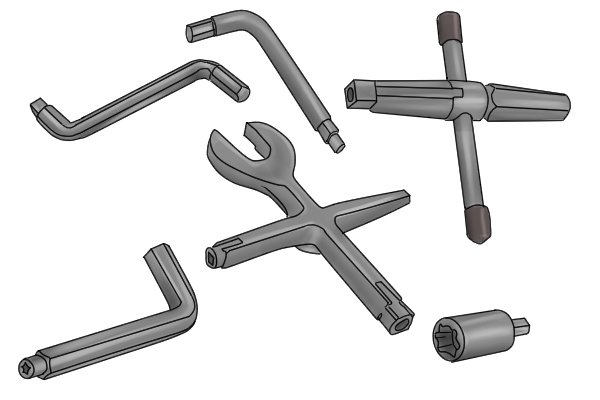Various radiator valve keys