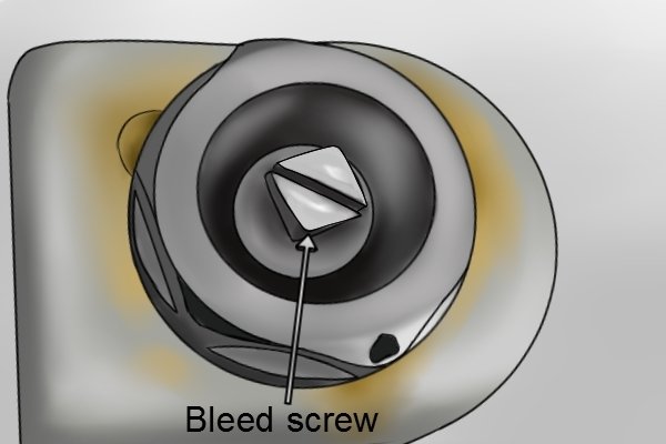 Square headed bleed screw with slot for screwdriver