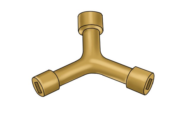 Brass three legged radiator key
