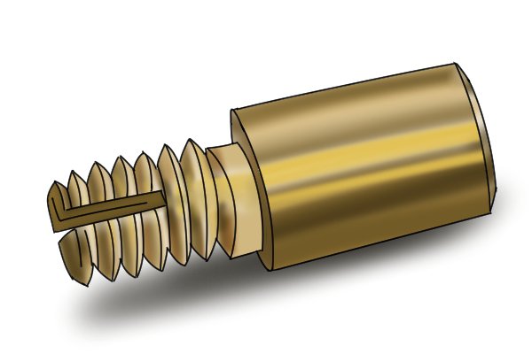 Flat bullet attachment of a rod set showing the cross in the thread