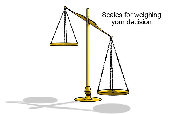 A silhouette of scales for help in weighing up a decision