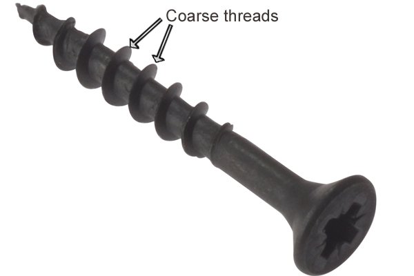 Coarse threaded black carcass screw