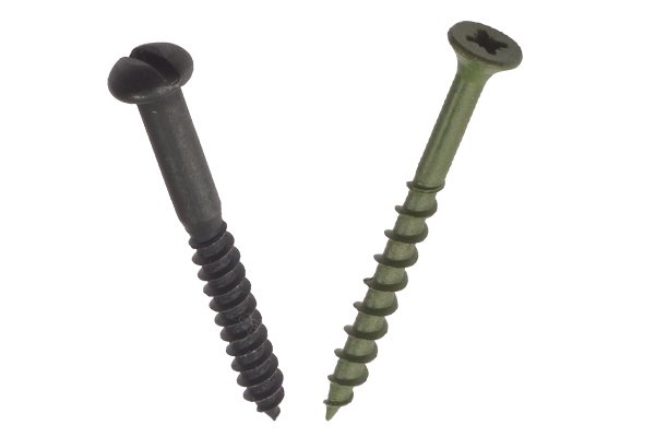 Partially threaded decking screw and black wood screw
