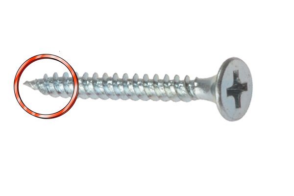 Screw diagram with highlighted screw tip