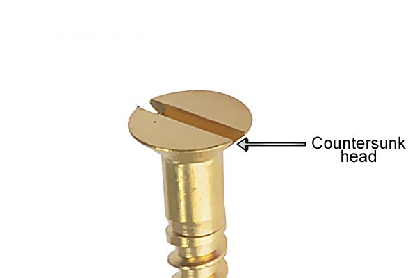 A gold wood screw with a countersunk head