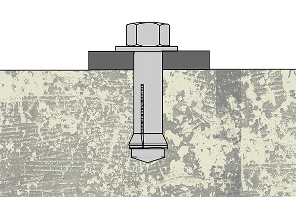A masonry screw in solid concrete