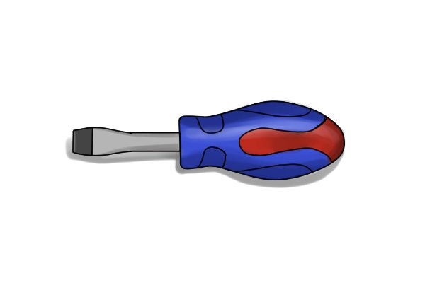 Small manual screwdriver with a blue handle