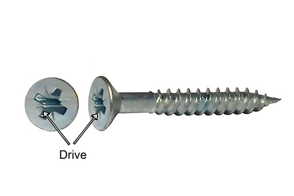 Top view and side view of a labelled screw drive
