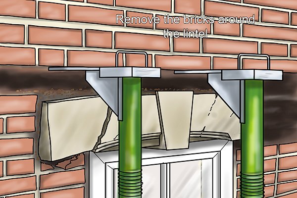 replacing lintel step 4 - remove bricks around lintel to be replaced