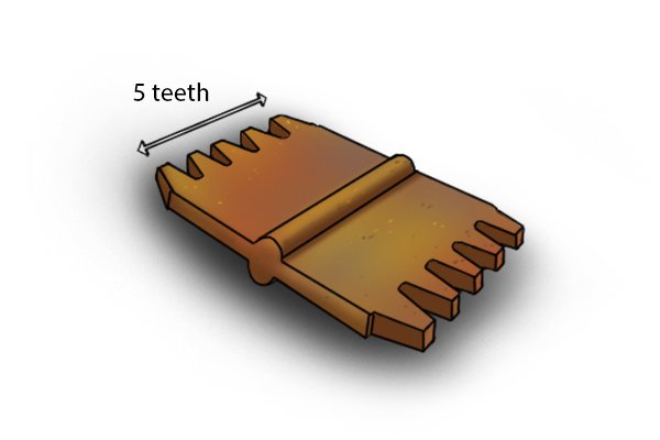 diagram of 5 teeth on marble scutch comb