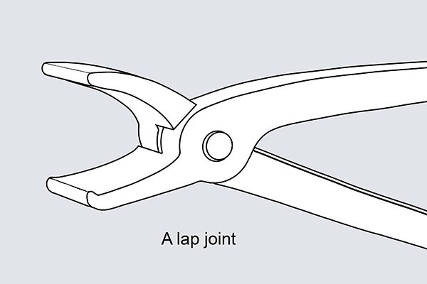 A lap joint of a pair of seaming pliers