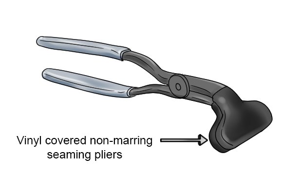 Vinyl covered jaws of non-marring seaming pliers