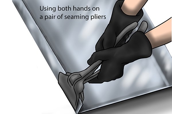 Seaming pliers that need two hands to operate them