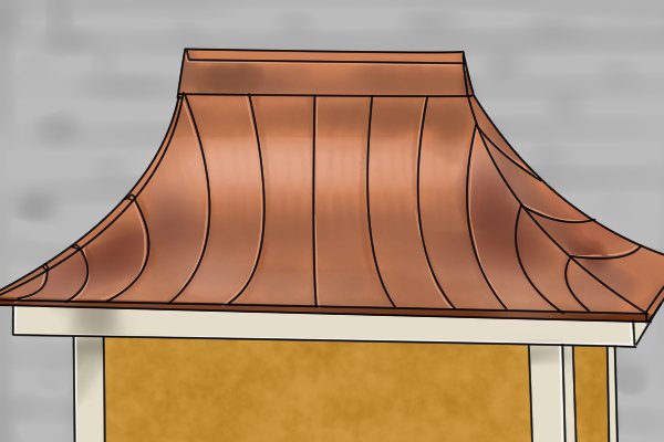 A copper roof seamed by seaming pliers