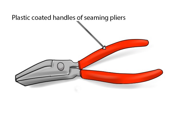 Plastic coated handles of seaming pliers