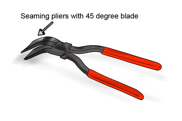 Seaming pliers with 45 degree bent blade