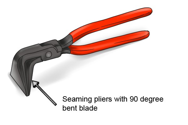 Seaming pliers with 90 degree bent blade
