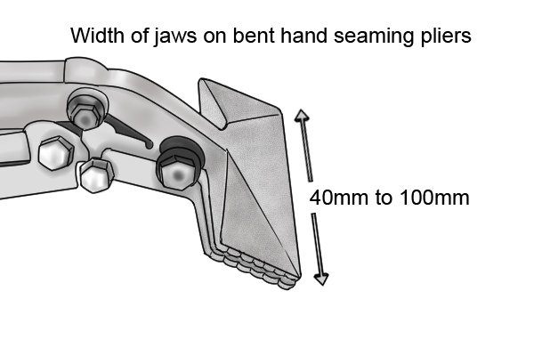 Jaw width of bent seaming pliers