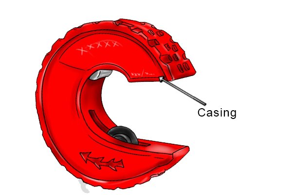 Parts of a wheel tube cutter; casing