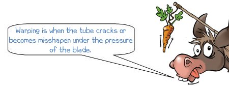 Wonkee Donkee says;Warping is when the tube cracks or becomes misshapen under the pressure of the blade.