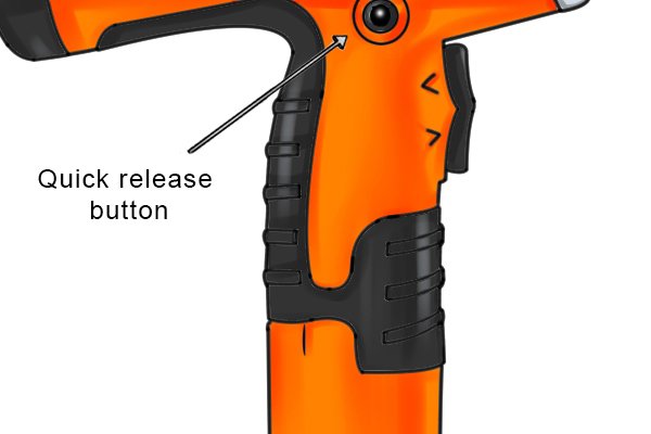 Quick blade release button