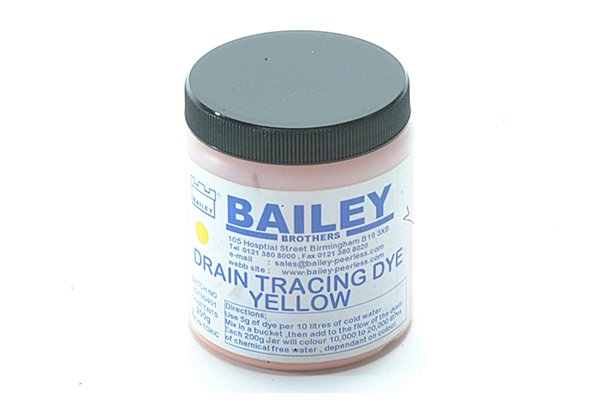 Yellow tracing dye, tub of powdered tracing dye, colour