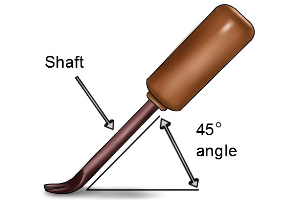 Shaft, tack lifter tool, shank, 45° angle, tack remover tool wonkee donkee tools, DIY guide 
