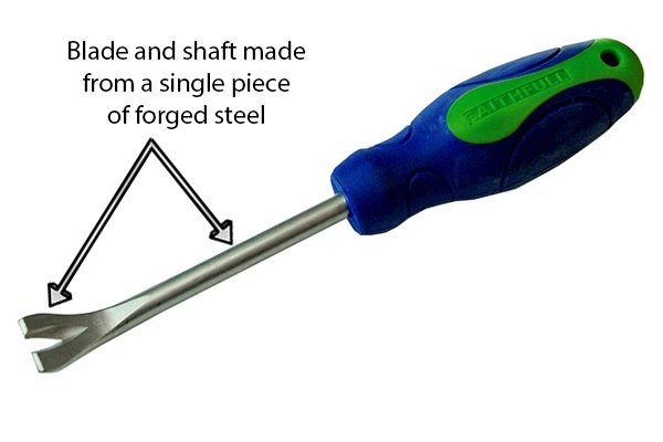 Blade and shaft Tack lifter tool labelled parts wonkee donkee tools DIY guide carpet tacks how to remove tacks