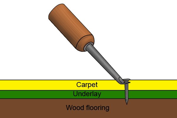 Removing a carpet tack, tack lifter tool wonkee donkee tools DIY guide