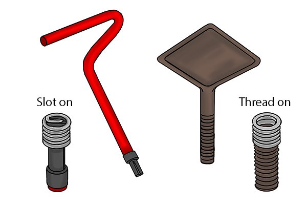 coiled threaded insert kit installation tools, thread on, slot on