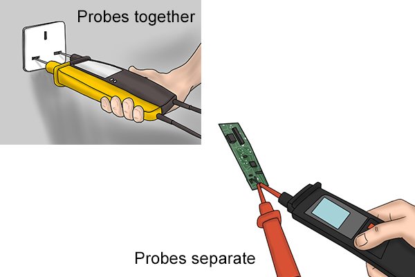 voltage tester, using probes together and individually
