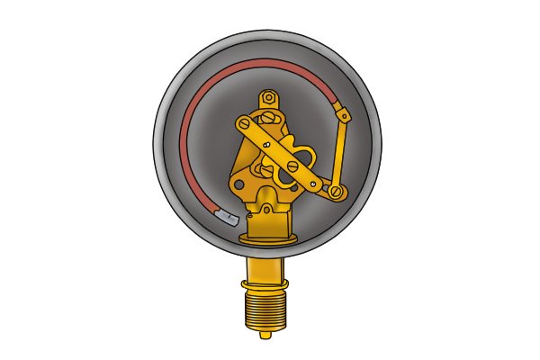 water pressure gauge "C" shaped tube bourdon tube water pressure reading PSI wonkee donkee tools DIY guide 