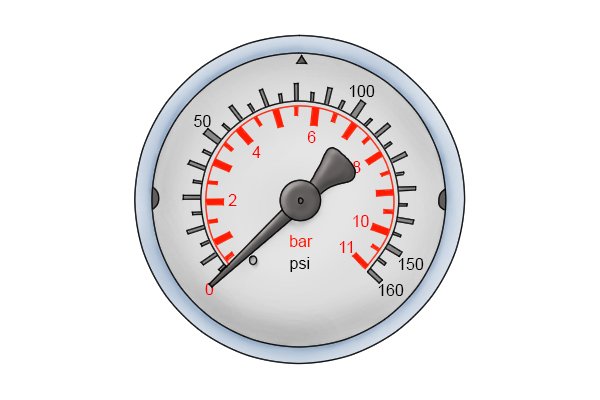 Water pressure gauge needle, pointer, plastic, aluminium