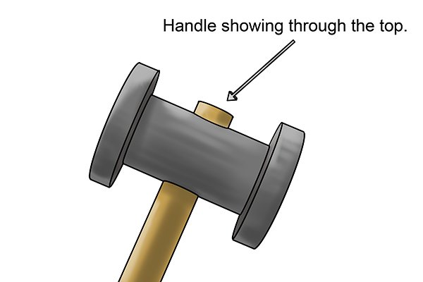 when the handle is fitted to the maul head, there should be at least 20mm of handle protuding from the maul head.