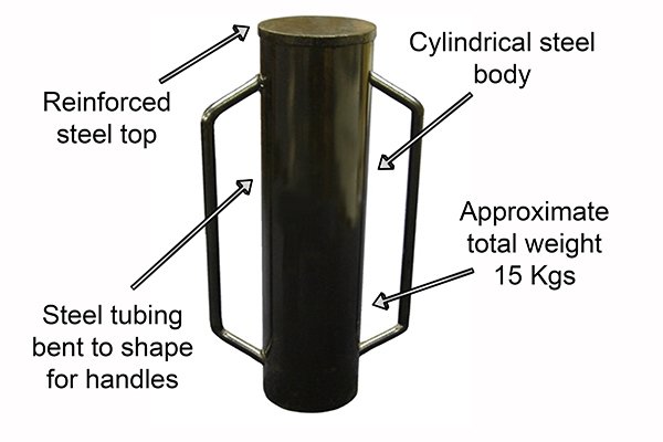 detailed parts making up a post rammer