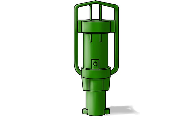 The air powered post rammer uses compressed air for power