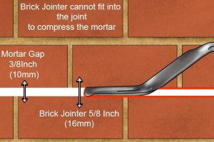 Brick jointer to large to fit in the gap between bricks.