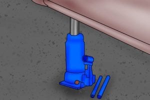 Car Trolley Jack Lifting a Car