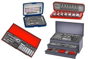 Different storage cases for sockets