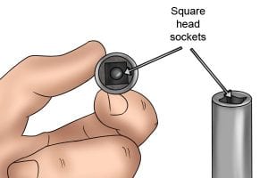 Examples of square head sockets