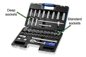 Socket set including deep and standard sockets