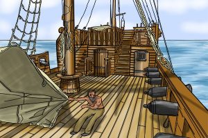 How tarpaulin was used on ships in olden times.