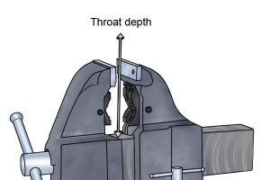 Throat depth measurement on a vice.