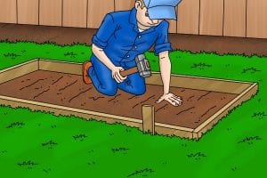 Create a barrier by laying stakes before floating concrete.