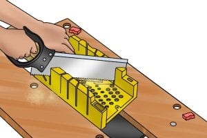 Cut coving at 45 degree angle in mitre box in opposite direction