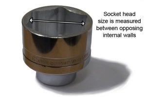 Socket head size is measured between opposing internal walls
