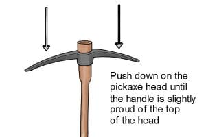 handle pick axe replace wooden push head step pickaxe slotted end turn eye then into