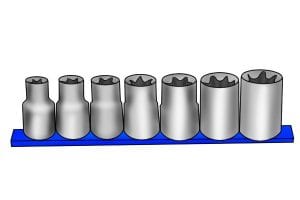 E-Torx drive sockets in different sizes